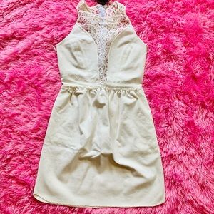 Lace Halter Sleeveless A-Line With Pockets Dress